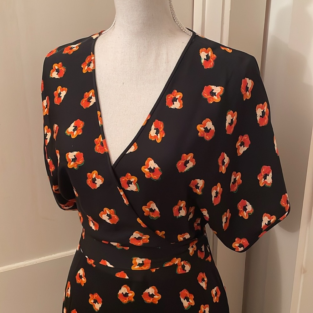 Dvf Silk Floral Wrap Midi Dress - image 2